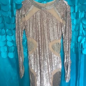 Long sleeve golden sequence mini dress by Revolve
